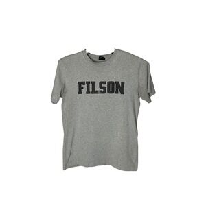 Filson Gray Logo T-Shirt Women's Small Made in USA Cotton Blend Heritage Tee